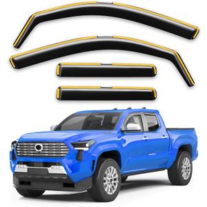 in-Channel Window Rain Guards Fit for 2024 2025 2026 Toyota Tacoma Double Cab with 4 Full-Size Doors Truck, Extra Durable Visors Vent Visors Window Deflector Vent Shades Car Accessories -4 pcs