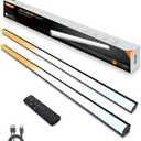 Under Cabinet Lights Remote Control,2 Pack Magnetic Dimmable Closet Lights,USB Rechargeable Wireless LED Shop Light,Ceiling and Under Counter Lights for Kitchen, Black, 60CM