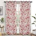 DriftAway Linen Floral Paisley Red Blackout Curtains for Living Room Bedroom 84 Inch Length 2 Panels Lined Grommet Window Drapes Thermal Farmhouse Country Jacobean Curtains