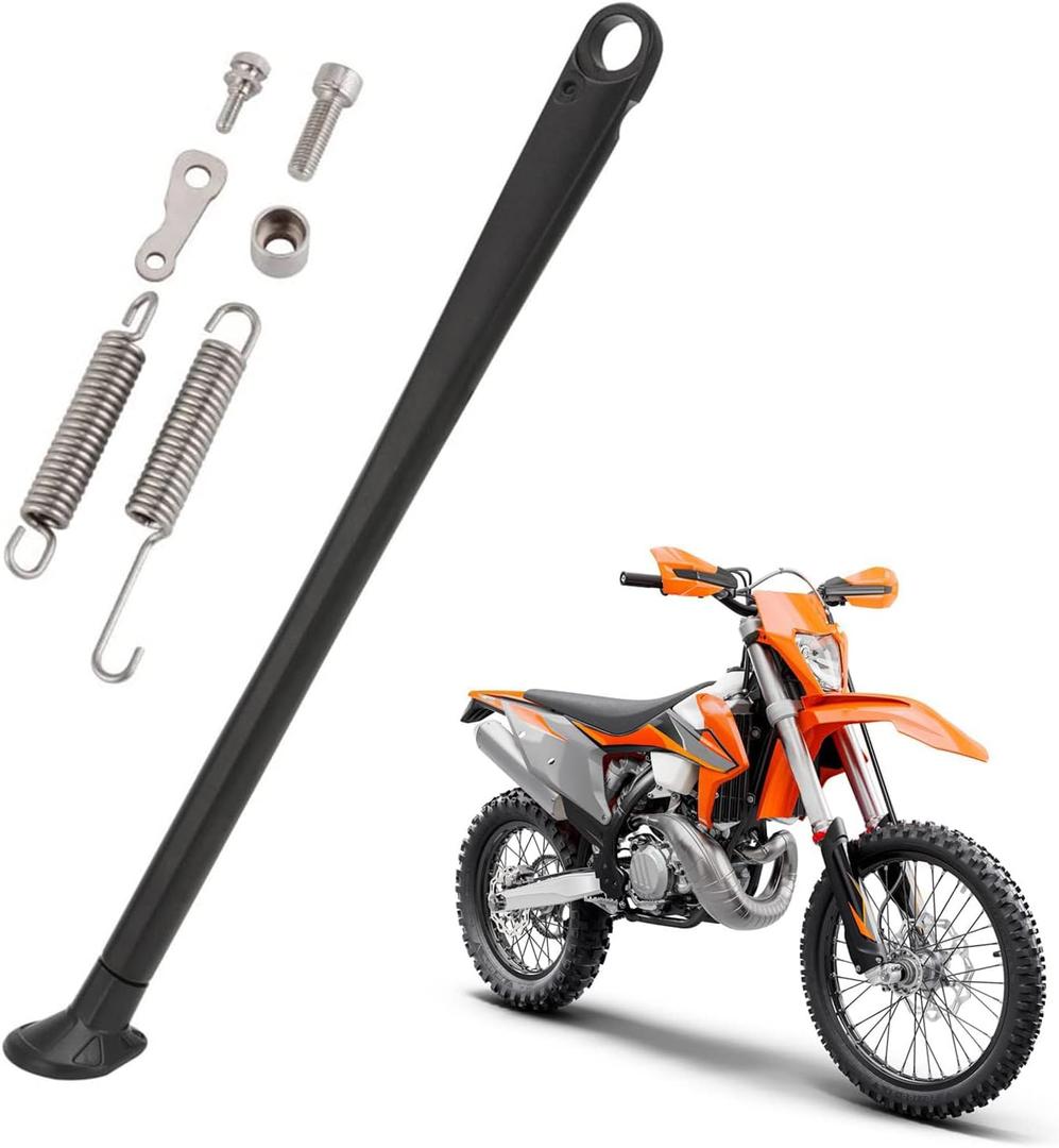 Dirt Bike Kickstand Motorcycle Side Kick Stand 7075 Aluminum with Springs Bolts for 150 200 250 300 350 400 450 500 505 530 EXC XC XCW XCF XCFW EXCF EXCR XCRW Supermoto Enduro Motocross Black