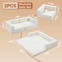 Umoving Modular Floor Sofa Couch Set of 2, Convertible Folding Lounge Sofa Bed with Adjustable Backrest, Family Seating for Kids, Teens & Adults, Gaming, Reading & Relaxing, White
