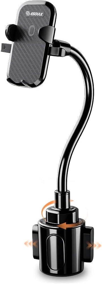Esoulk Car Cup Phone Holder, Car Phone Holder Cup Holder with 11” Long Arm, Goose Neck Cupholder Phone Holder, Adjustable Phone Holder for Car, Universal Cup Holder for Car, Cup Cradle