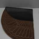 Rubber Doormat Indoor Outdoor Half Round Front Door Mat, Low Profile Welcome Mat with Non Slip Backing Absorbent Shoe Scraper Floor Mat Entry Rug, 18" X 30" (Coffee)