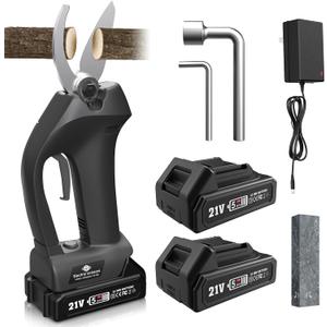 Electric Pruning Shears for Gardening, Portable Cordless Electric Pruner Suitable and Adjustable Cutting Diameter 1 Inch for Gardens, Farms (Included 2Pcs Battery)