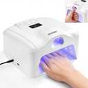 Dual Port UV LED Nail Lamp with Thumb Slot, 72W UV Light for Gel Nails | Professional Gel Polish Finger Lamp, 78 LEDs, Auto Sensor, 4 Timers, LED Display, Salon Home, Non-rechargeable, ComeUV L8