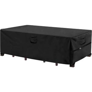 WOMACO Heavy Duty Patio Table Cover, Waterproof Outdoor Furniture Cover (Black, Rectangle - 75" x 57" x 28")