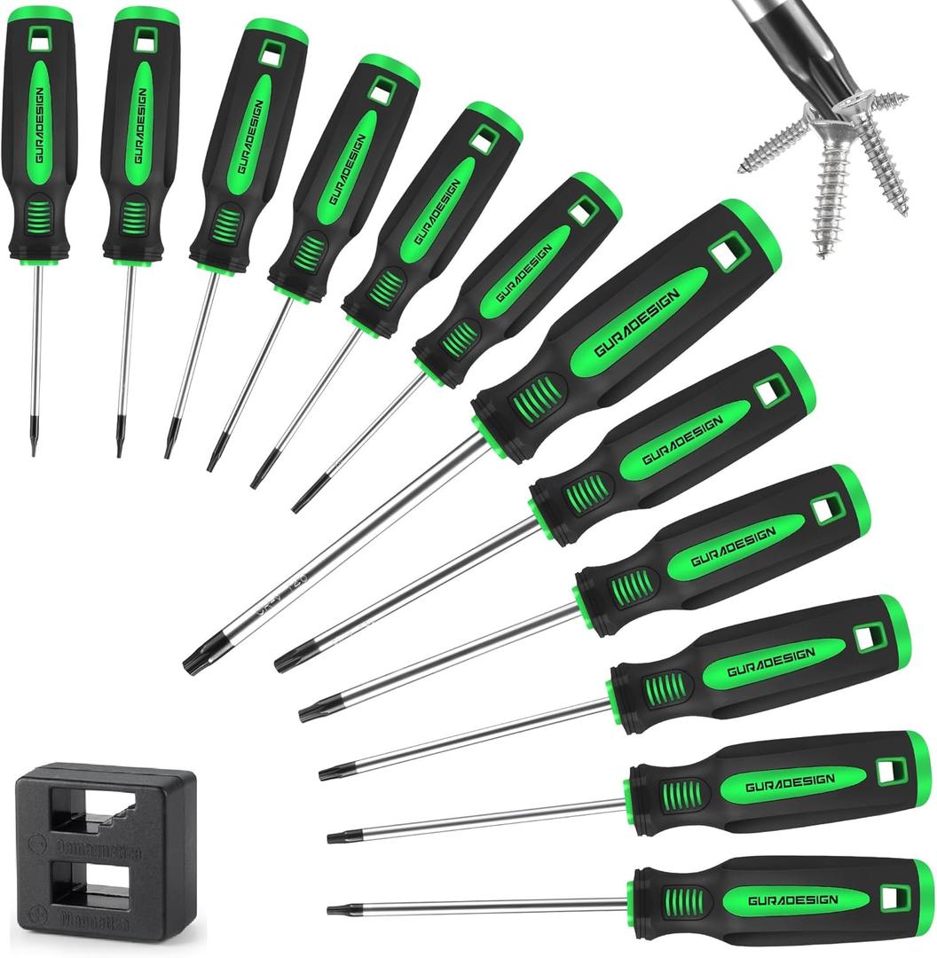 GURADESIGN 13 Pieces Magnetic Torx Screwdriver Set T5 -T40 Star Screwdrivers
