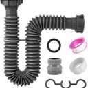 1-1/2" Sink Drain Pipe Kit, Flexible Expandable P Trap, 8"-22", Two 1-1/4" Adapters Included, Versatile Extension Tube for Kitchen Bathroom Washbasin Vanity