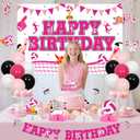 Volleyball Birthday Party Decor Girls Volleyball Happy Birthday Backdrop Banner Hanging Swirls Ball Game Honeycomb Centerpieces Pink Sports Lover Cake Toppers Sports Table Decor for Girls