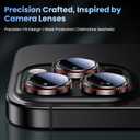 Uyiton for iPhone 17/16/15/14 (Pro Max & Pro) Camera Lens Protector - [Case-Friendly][Ultra-Thin] Military-Grade Tempered Glass Metal Camera Cover, Easy to Install, Gearwheel Black+Red