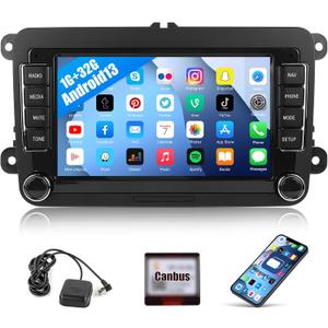 1+32GB Android Car Radio Stereo for Volkswagen VW Jetta Tiguan Beetle Passat Golf Polo Skoda 7" Touch Screen Car Stereo with GPS Navigation WiFi Bluetooth FM RDS Audio Receiver Dual USB SWC Head Unit