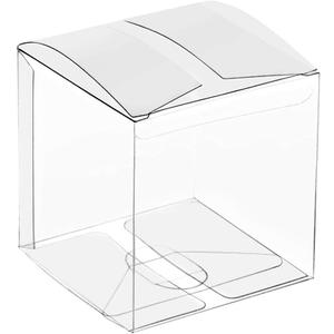 Lucky Monet Clear Gift Boxes 4" x 4" x 4" - 25 Pack, Clear PVC Plastic Boxes Transparent Packing Box Favor Square Boxes for Thanksgiving, Christmas, Wedding, Party, Birthday, Candy, Coffee & Tea,