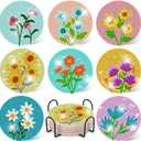 DOTZSO 8 Pcs Diamond Art Coasters Kit with Holder Diamond Art Kits for Adults Beginners Small Diamond Painting Coasters Arts and Crafts for Adults Supplies Item Sets (Landscape)