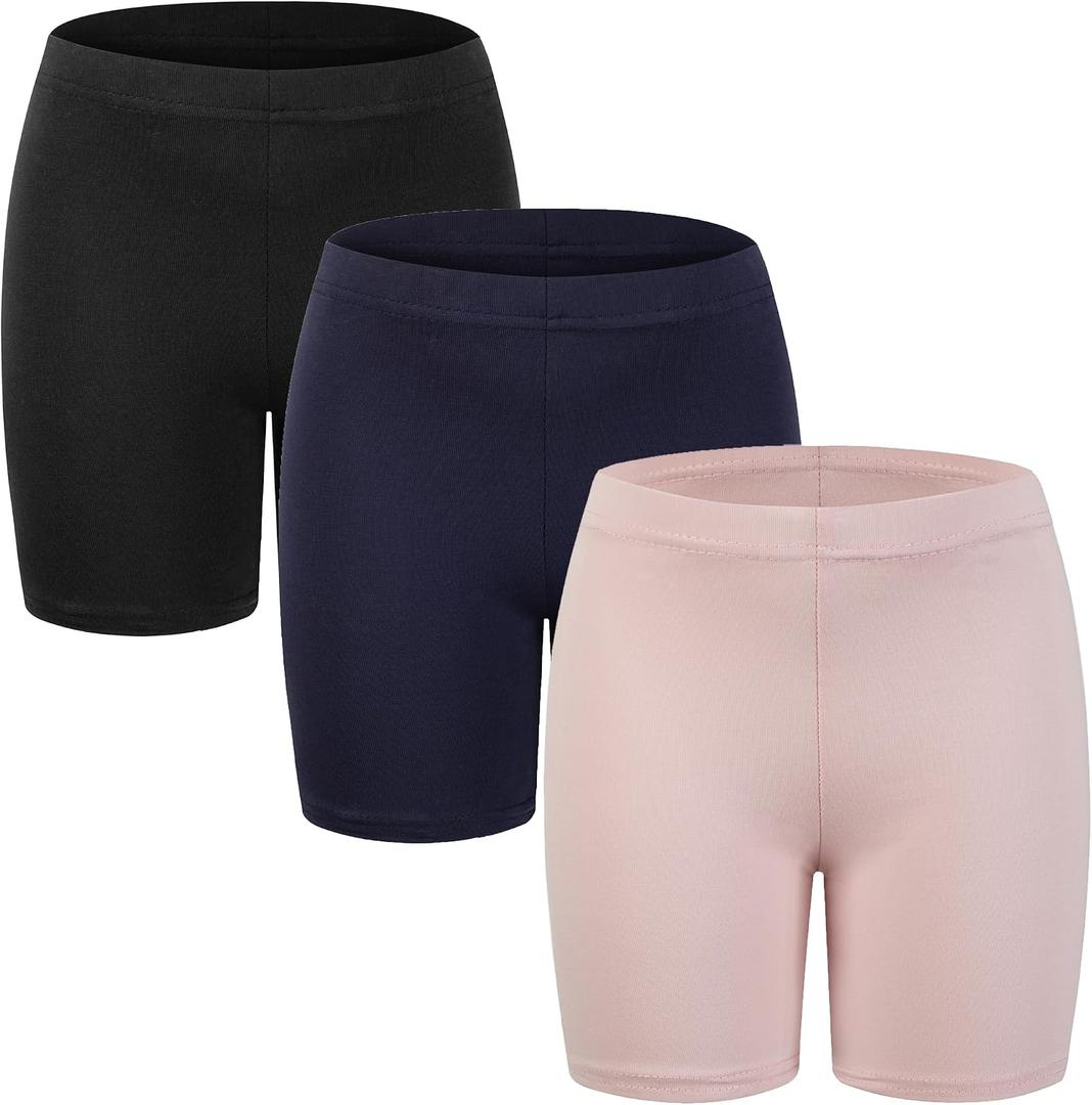 RieKet Girls Bike Cartwheel Shorts for Girls Toddler Under Dress Dance Short Kids Biker Shorts Black Navy Blue Pink 3 Pack 11-12 Years