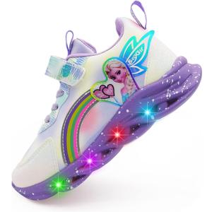 Movie Casual Shoes LED Light Up SneakersSnow Princess Shoes Baby Toddler Shoes Girl Birthday Present (9 Toddler, Purple)