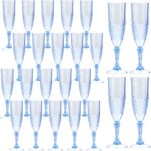 24PCS Plastic Champagne Flutes,7.1Oz Acrylic Clear Wine Glasses Goblets Reusable Drinking Champagne Glasses for Wedding ,Shatterproof and Disposable Cups Plastic Goblets Grand Event Party Supplies