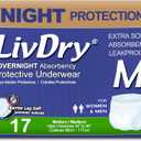 LivDry Adult M Incontinence Underwear, Overnight Comfort Absorbency, Leak Protection, Medium, 17-Pack
