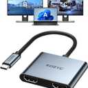 KOZYC USB C to Dual HDMI Adapter 4K@60hz, Type C to HDMI Splitter Extended Display for MacBook/MacBook Pro Air Dell XPS13/15, Samsung Galaxy S9/S9+ [MST Mode (Extended displays) Only for Win OS]