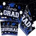 Haimimall 3Pcs Blue Graduation Tablecloths Class of 2025 Party Decorations Disposable Plastic Tablecloths Congrats Grad Table Cover for Senior High School and College Graduation Party Supplies