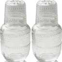 ZOOFOX Set of 2 Vintage Bedside Water Carafe and Glass Set, Clear Embossed Night Water Carafe with Tumbler Glasses, Elegant Pitcher and Matching Drinking Glass, Easy-Access for the Night