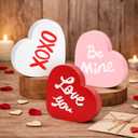 Valentines Day Table Decorations, 3 Pcs Valentine Day Decor, Wooden Conversation Hearts Decor for Home Office Desk Shelf Tiered Tray, Valentine Centerpiece Sign with Love You XOXO Be Mine