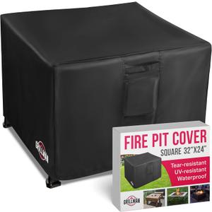 Heavy Duty Fire Pit Cover, Fits 24h x 32w Inch Gas Fire Pit - Premium 600D Polyester Square Fire Pit Cover, Firepit Covers Square, Outdoor fire Pit Cover, Patio Cover Square, Fire Table Cover