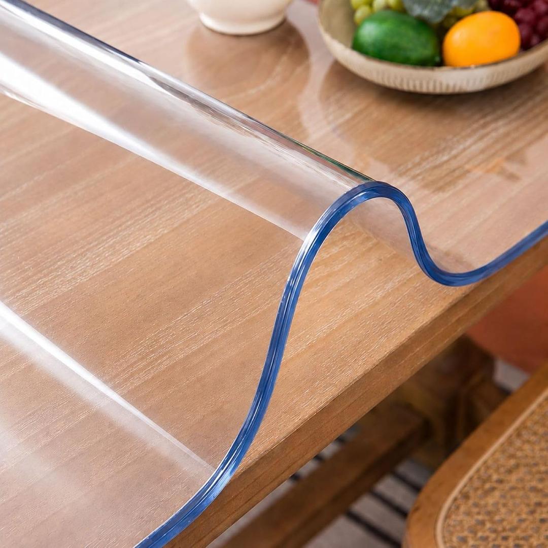 Clear Table Cover Protector 30 x 50 Inch, 2mm Thick Table Protector for Dining Room Table, Clear Plastic Table Cover, Pad Mat for Kitchen, Writing Desk Pad for Desktop