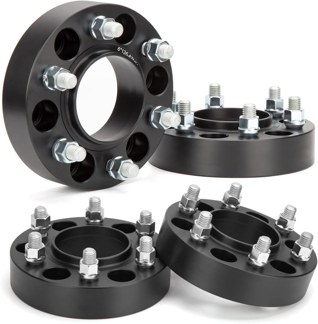 KSP 6x135 Wheel Spacers for f150 2004-2014, 1.5"(38mm) Spacer with Hub Lip Compatible with Ford Expedition 2003-2014, Forged Spacer with M14X2 Thread 87.1mm Center Bore fit Navigator Mark LT 2005-14 (Black)