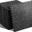 SUPERJARE 0.56'' Thick 24 Pcs 96 Sq Ft Rubber Top Exercise Equipment Mats, High Density EVA Foam Mats with Rubber Top, Interlocking Gym Flooring for Home Gym, Protective Workout Mat, Black/Grey (24 Tiles (96 Sq Ft))