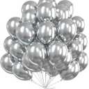 PartyWoo Silver Balloons 100pcs 12 Inch Silver Latex Helium Balloons for Birthday Wedding Anniversary Graduation Bachelorette Engagement Bridal Shower Retirement Party Decorations Silver-G102