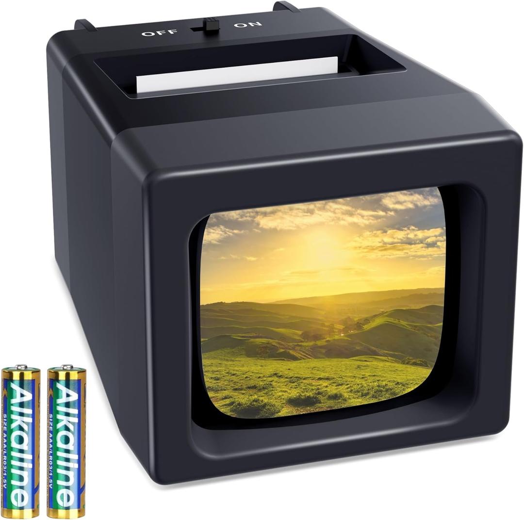 35mm Slide Viewer, 2X Magnification Slide Viewer for Viewing 35mm Slides, Slide Projector for Old Slides (2AAA Batteries Included) (black)