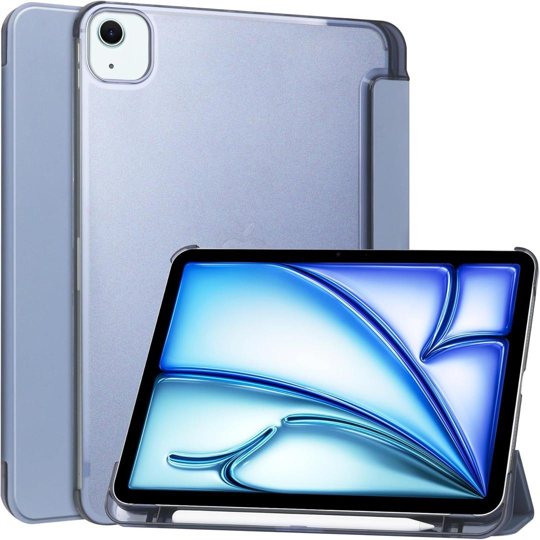 Tablet PC case Slim Lightweight Protective Case Compatible with iPad Air 11 M2 2024/Air 11 Inch 6th Generation Tablet with Pencil Holder,Multi-Angle Viewing Smart Matte Cover Compatible with iPad Air (Dark purple)