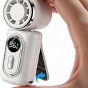 Portable handheld small fan, with built-in fixed clamp, featuring 6-speed adjustable high-speed personal fan, LED display screen, rechargeable, suitable for use in makeup, travel, indoor and outdoor