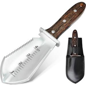 4-in-1 Hori Hori Garden Knife Heavy-Duty Small Gardening Trowel, for Quick Digging, Cutting, Weeding