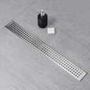 SaniteModar Linear Shower Drain 20 inch Brushed with Square Hole Panel | AISI 304 Stainless Steel Brushed Linear Dain Rectangle Shower Floor Drain with Hair Strainer and Leveling Feet