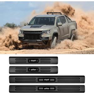 4 x BIBLOZ ABS Material Door Sill Protector Compatible with Chevrolet Colorado(Crew Cab 5 ft) 2015 2016 2017 2018 2019 2020 2021 2022 Accessories Door Sill Guards Trim