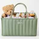 Blissful Diary Baby Diaper Caddy Organizer, Stylish Storage Basket for Newborn Essentials and Diaper Station, Gift for Baby Shower and Registry Must-Have, Sage Green