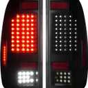 Tail Lights Assembly [LED Kit] Fit for Ford F150 1997-2003 and F150 Heritage 2004, for F250 F350 Super Duty 1999-2007 (Fit Fleetside Models), Taillights Rear Brake Light, Black Housing Smoked Lens