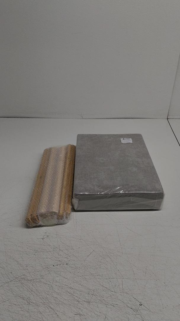 Foldable Foot Stool Ottoman, Modern Foot Rest with Bamboo X Legs & Thick Foam Cushion, Folding Foot Stools Small Padded for Bedroom Living Room, Makeup Vanity Stool Chair (Natural - Grey)