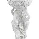 Design Toscano Les Filles Joyeuses Dancing Maidens Pedestal Column Plant Stand with Urn, 36 Inch Tall, Cast Stone Resin, Antique Stone Finish