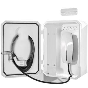 Wall-Mounted 1.2mm Cold Rolled Steel Electric Vehicle Charging Protection Box for Tesla, Waterproof Indoor/Outdoor Enclosure with Lock | Seamless One-Piece Design (White)