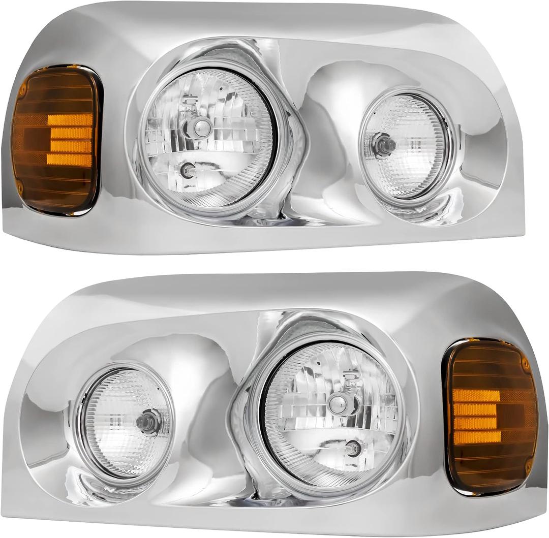Avsty Headlights Assembly for Freightliner Century 2004 2005 2006 2007 2008 2009 2010 2011 2012 2013 2014 2015 Headlamp(Chrome)