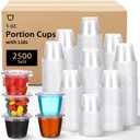 Bokon 2500 Sets Clear Plastic Portion Cups With Lids Condiment and Dipping Sauce Container Salad Dressing Container Airtight and Stackable Souffle Cups for Lunch, Party, Trips(1 oz)