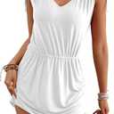 Bsubseach Womens Swimsuit Beach Cover Up Summer Casual Bikini Swimwear Short Halter Dresses for 2024 Vacation White, Small