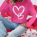 Valentines Day Shirts Women Love Heart T-Shirts Casual Long Sleeve Valentines Day Graphic Tees Tops (Small, Pink2)