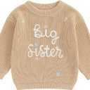 Baby Girl Boy Knit Sweater Blouse Pullover Sweatshirt Warm Crewneck Long Sleeve Tops for Infant Toddler (4-5T, Big Sister Khaki Sweater)
