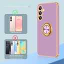 Fingic for Galaxy S25 Case[with 360 Rotatable Ring Holder][Support Magnetic Car Mount] Shiny Plating Gold Slim Thin Soft TPU Rugged Bumper Anti-Scratch Case for Galaxy S25 for Girls,Lavender Purple