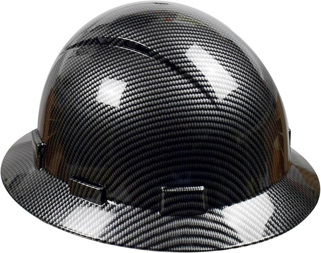 Full Brim Hard Hat - OSHA Safety Helmet Durable Lightweight Carbon Fiber Hard Hat, 6-Point Ratchet Suspension Protective Gear for Men and Women (standard, A-Light gray-1)