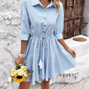 City Chic Women's Cotton Striped Tunic Shirt Mini Dress Button Front Short Sleeve Dress Swing Babydoll Casual Dress XL