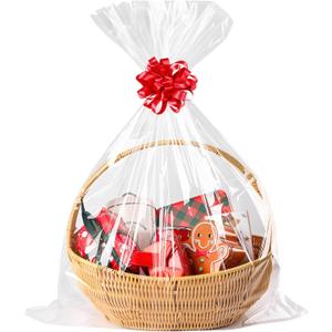 CUDICY 20pcs Cellophane Bags 24x30 Cellophane Wrap for Gift Baskets Large Clear Party Favors Clear Treat Plastic Gift Bags Packaging for Cookie